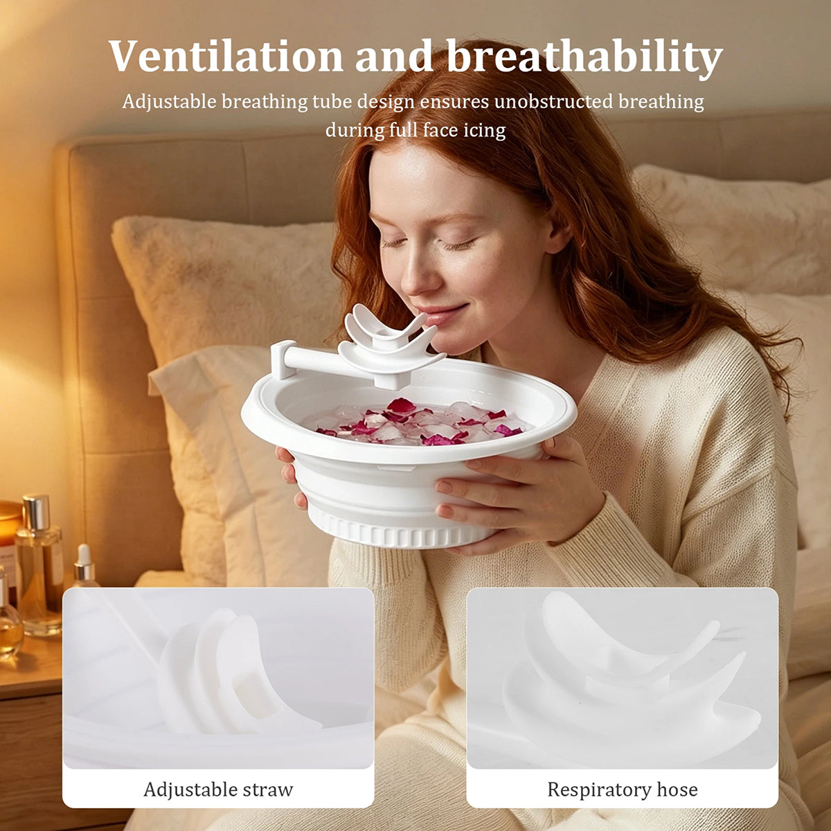 Vadem Face Ice Bath with Breathing Tube Collapsible Skin Icing Basin