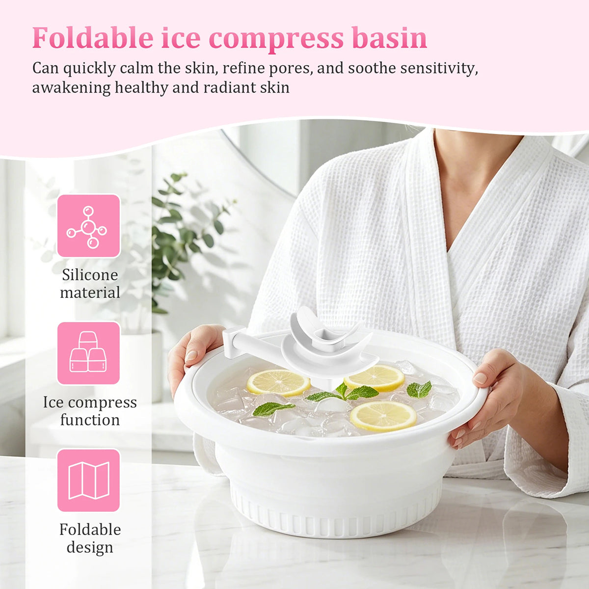 Vadem Face Ice Bath with Breathing Tube Collapsible Skin Icing Basin